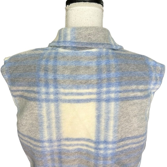 BOOHOO Blue CHECK Plaid SLEEVELESS SHACKET Sz Small Wool Blend Fall NEW - Picture 5 of 9